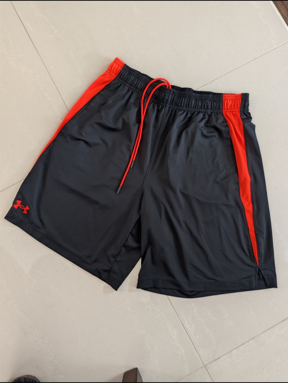 Under Armour Black Athletic Shorts with Red Accents